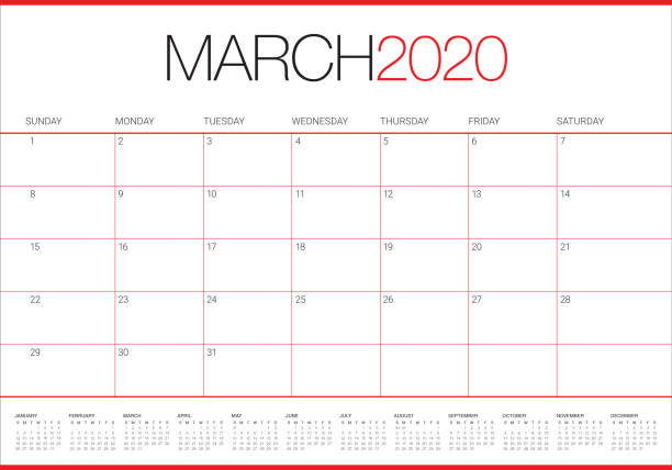märz 2020 schreibtisch kalender vektor illustration - merz stock-grafiken, -clipart, -cartoons und -symbole