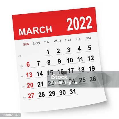 istock March 2022 Calendar 1338820148