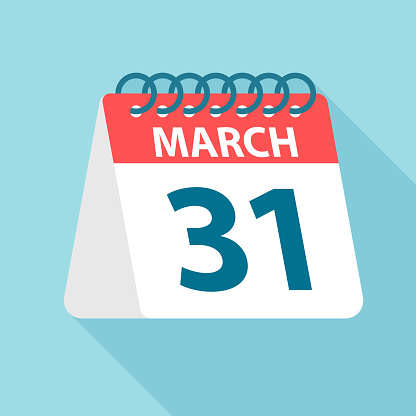March 31 - Calendar Icon. Vector illustration of one day of month. Calendar Template