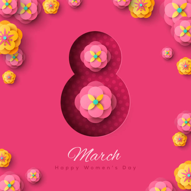 stockillustraties, clipart, cartoons en iconen met 8 maart met bloemen - womens day poster