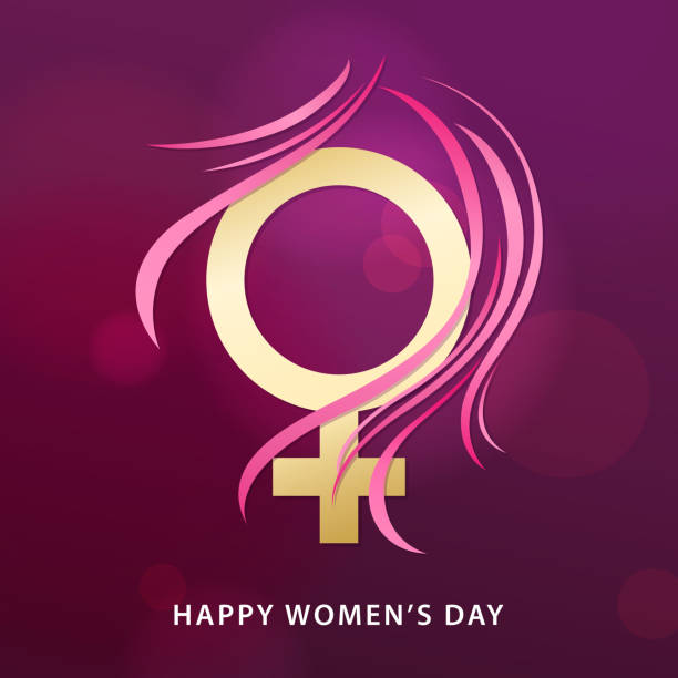 8 March Female Gender Symbol Celebrate the International Women's Day on 8th March with female gender symbol and hair on the purple background women backgrounds stock illustrations