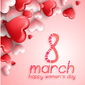 illustration of 8 March Happy Women's Day on pink background