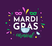 Mardi Gras background with face mask. Vector illustration. EPS10