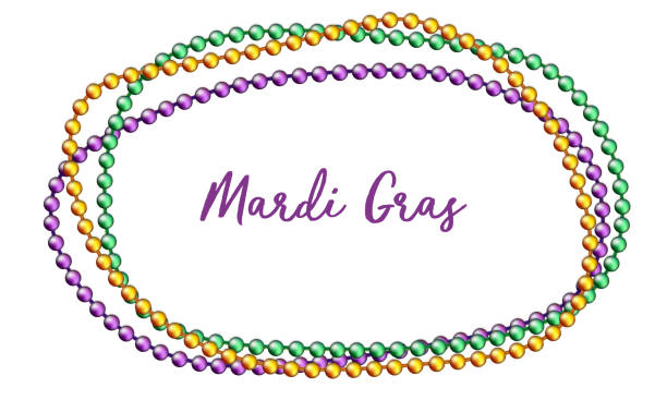 Mardi Gras decoration vector realistic beads on white background. Mardi Gras decoration vector realistic beads on white background. bead stock illustrations