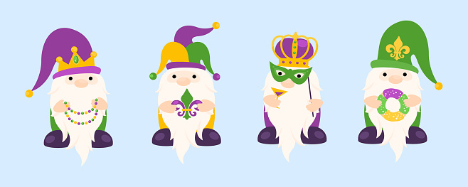 Mardi Gras festive vector design hat and crown on head