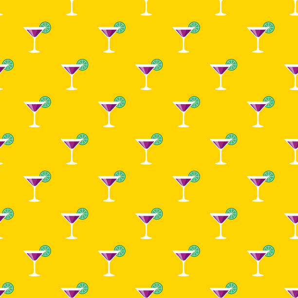 Mardi Gras Seamless Pattern A seamless pattern created from a single flat design icon, which can be tiled on all sides. File is built in the CMYK color space for optimal printing and can easily be converted to RGB. No gradients or transparencies used, the shapes have been placed into a clipping mask. cocktail designs stock illustrations