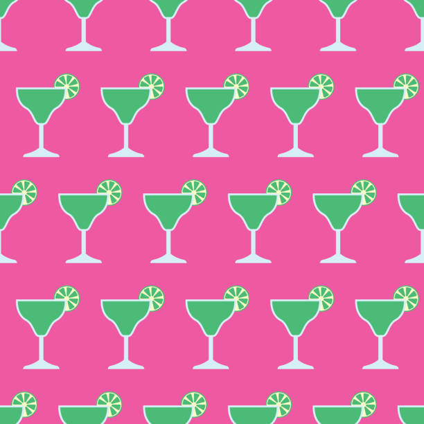Margarita Glass Seamless Pattern Repeating background pattern of birthday elements. File is made in CMYK. cocktail backgrounds stock illustrations