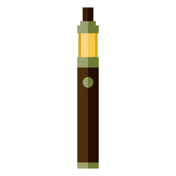 Marijuana Vape Icon on Transparent Background A flat design marijuana icon on a transparent background (can be placed onto any colored background). File is built in the CMYK color space for optimal printing. Color swatches are global so it’s easy to change colors across the document. No transparencies, blends or gradients used. electronic cigarette stock illustrations