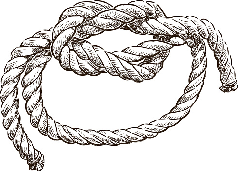 Vector drawing of a rope tied in a marine knot. 