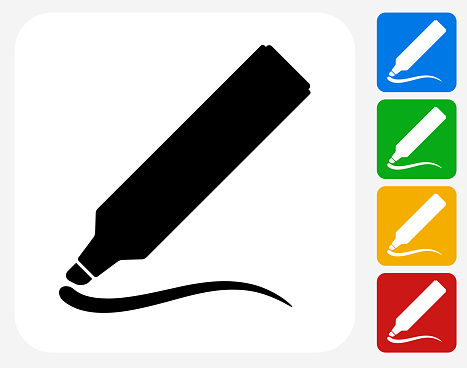 Marker and Squiggle Icon Flat Graphic Design