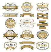 Vector illustration of the marketing badges and vintage frame set