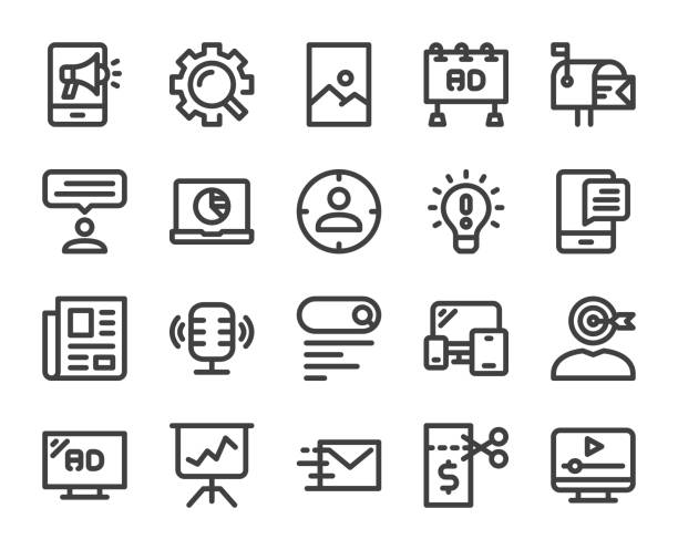 Marketing - Bold Line Icons Marketing Bold Line Icons Vector EPS File. poster icons stock illustrations