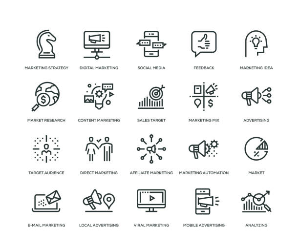 Marketing Icons - Line Series Marketing Icons - Line Series social media icons vector stock illustrations