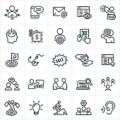 A set of marketing icons. The icons include direct marketing, target market, customer, consumer, marketer, marketing strategies, SMS, texting, email, website, internet marketing, megaphone, sale, coupon, buyer, online shopping, purchasing, target, hook, persuasion, buying, web banner, advertising, banner ad, communication, handshake, agreement, online search, social media, shopper, light bulb and marketing team among others.