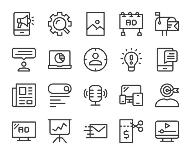 Marketing - Line Icons Marketing Line Icons Vector EPS File. poster icons stock illustrations