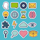 Icon set of digital and online marketing theme Vector illustration