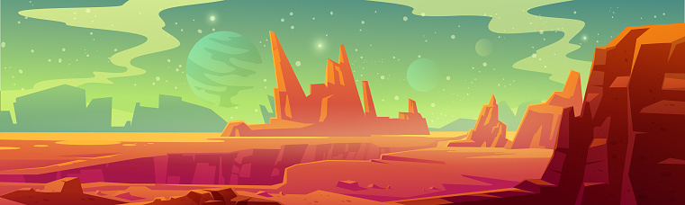 Mars landscape, alien planet, martian background
