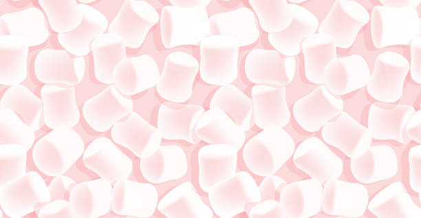 Marshmallow seamless pattern. Tasty marshmallows on pink background. Candy texture. Marshmallow seamless pattern. Tasty marshmallows on pink background. candy designs stock illustrations