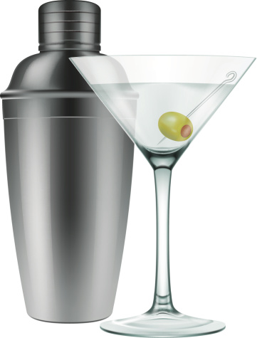 Martini glass and a cocktail shaker