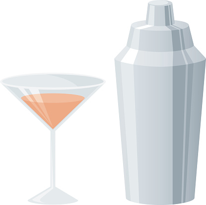 Martini Glass and Shaker