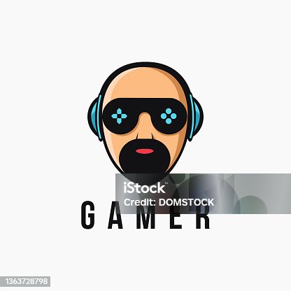 istock Mascot Man gamer logo with joystick glass eye icon vector template on white background 1363728798