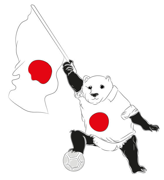 illustrations, cliparts, dessins animés et icônes de mascotte de football japonais - panda foot