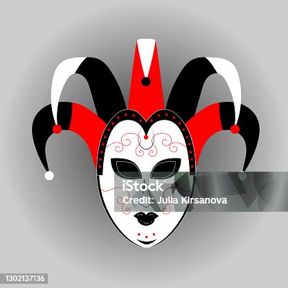 istock Mask Theater Female Face. Santa Muerte. Drama Mask. Theatrical performance. Geisha With Face Mask. Disturbing Mask. 1302137136