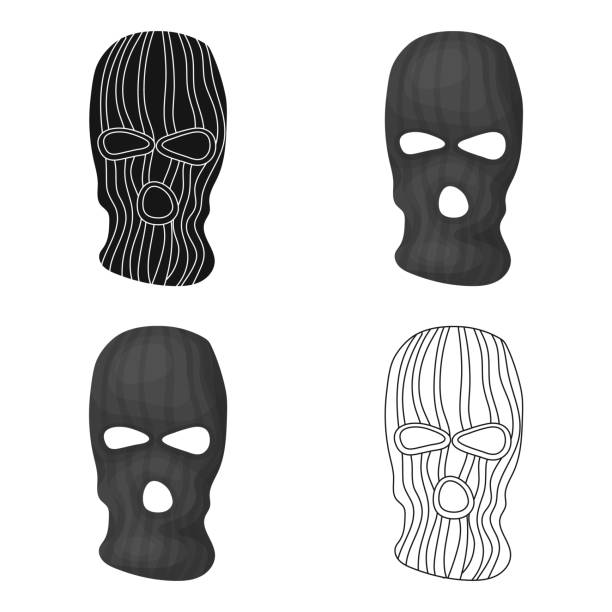 Mask to close the face of the offender from witnesses.Prison single icon in cartoon style vector symbol stock web illustration. Mask to close the face of the offender from witnesses.Prison single icon in cartoon style vector symbol stock illustration. ski mask criminal stock illustrations