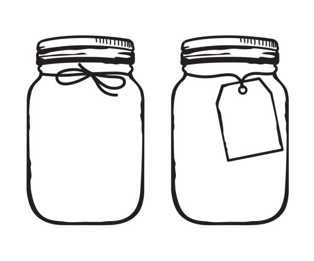 illustrations, cliparts, dessins animés et icônes de pot en verre de mason avec l'illustration de vecteur d'étiquette - hand draw jar