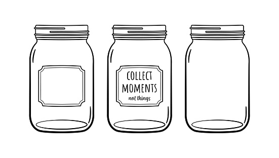 Mason Jar Collect moments not things Ball jar Canning Empty jar with blank label