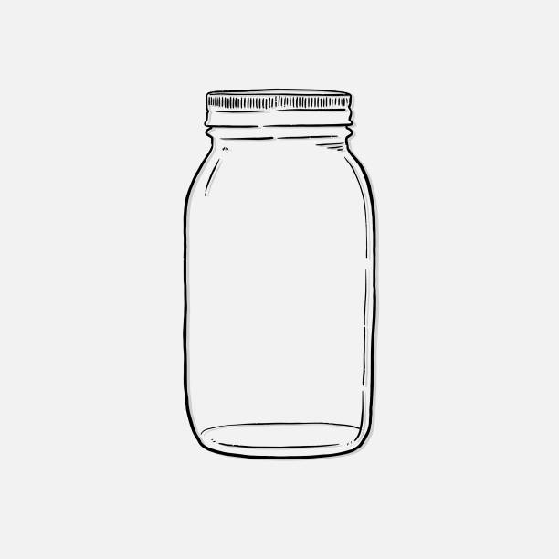 ilustrações de stock, clip art, desenhos animados e ícones de mason jar hand drawn vector illustration isolated on white background - ninguém