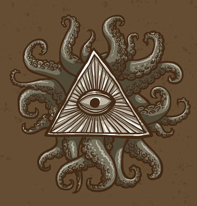 Masonic symbol with tentacles, eye in the center