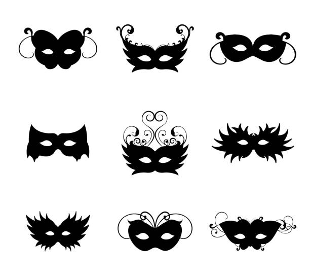 ilustrações de stock, clip art, desenhos animados e ícones de masquerade mask icons - carnival mask
