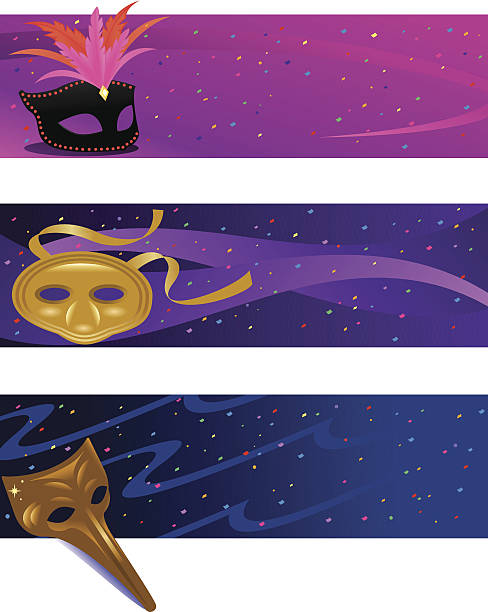 illustrazioni stock, clip art, cartoni animati e icone di tendenza di maschera mardi gras o maschere - carnevale venezia