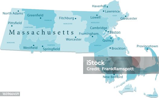 istock Massachusetts Vector Map Regions Isolated 165966459