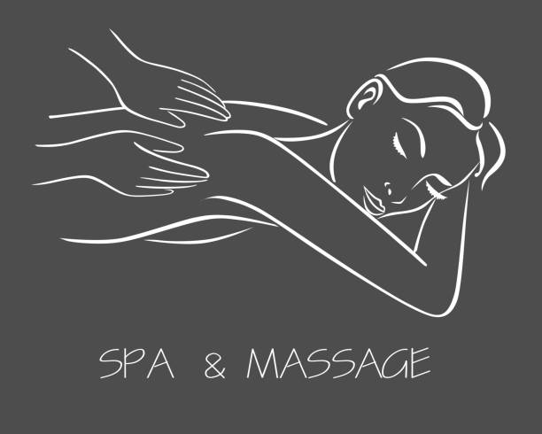 illustrations, cliparts, dessins animés et icônes de dessin au trait massage spa thérapie - massage