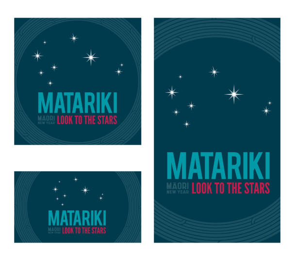 NZ Matariki Maori New Year look to the stars vector art illustration