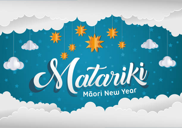 NZ Matariki Maori New Year Paper art vector art illustration