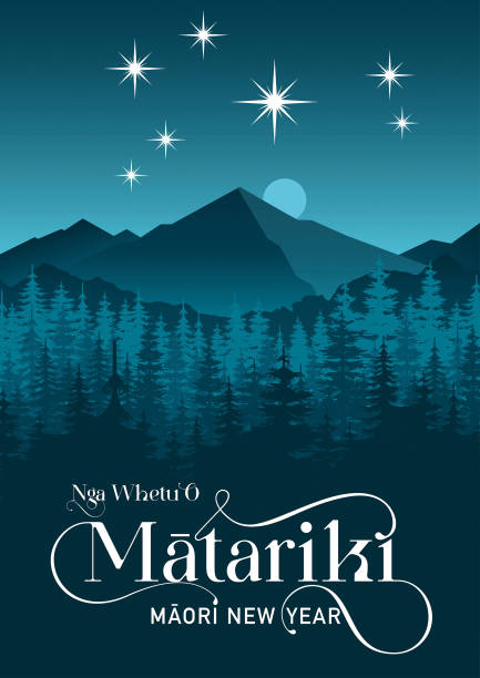 NZ Matariki Maori New Year vector art illustration