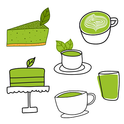 Matcha green tea sketches