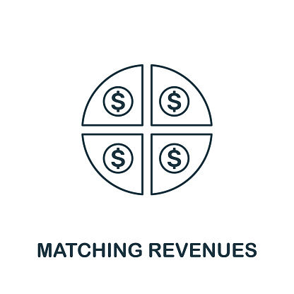 Matching Revenues icon outline style. Thin line creative Matching Revenues icon for logo, graphic design and more.