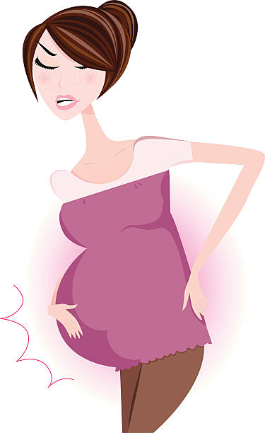 stockillustraties, clipart, cartoons en iconen met maternity - pregnant woman holding her belly - bevalling geboorte
