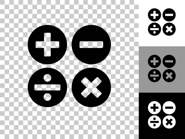 math s icon auf checkerboard transparenter hintergrund - plus minus stock-grafiken, -clipart, -cartoons und -symbole