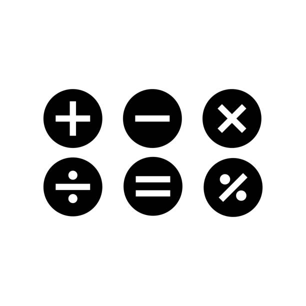 mathematisches zeichensymbol für webdesign. mathematisches zeichensymbol auf weißem hintergrund. - plus minus stock-grafiken, -clipart, -cartoons und -symbole