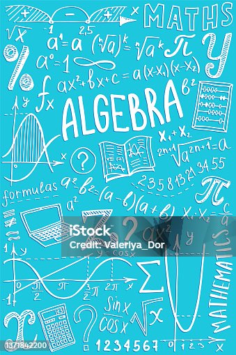 istock Maths symbols icon set. Algebra or mathematics subject doodle design. Education and study concept. Back to school background for notebook, not pad, sketchbook. Hand drawn illustration. 1371842200