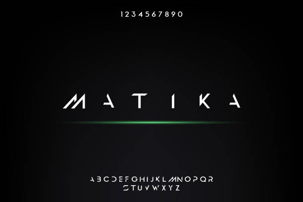 Matika, a modern minimalist futuristic alphabet font design an Abstract technology futuristic alphabet font. digital space typography vector illustration design techno music stock illustrations