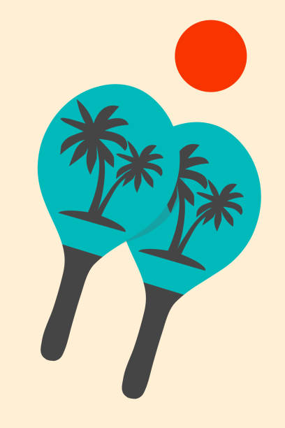 ilustrações, clipart, desenhos animados e ícones de matkot - jogo popular - beach tennis