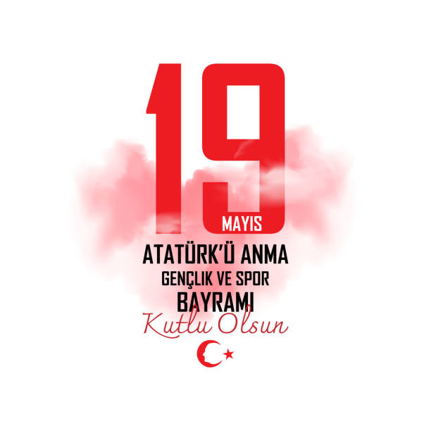 stockillustraties, clipart, cartoons en iconen met 19 mei herdenking van atatürk, jeugd- en sportdag, turkse nationale feestdag. vectortekening. - mei