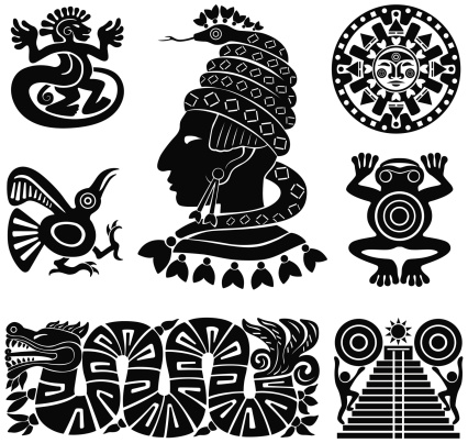 Mayan silhouettes illustration