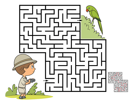 Maze game for children. Parrot